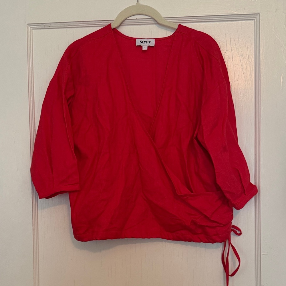 Red Wrap Blouse